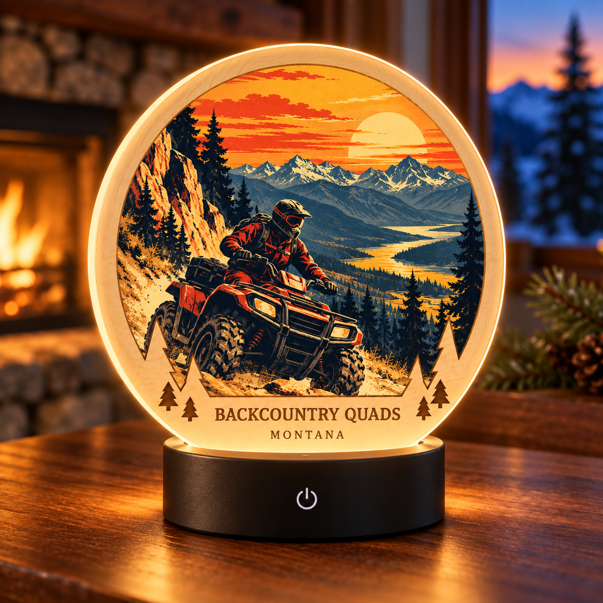 Backcountry Quads Montana Retro Tabletop LED Lamp — generated lifestyle mockup