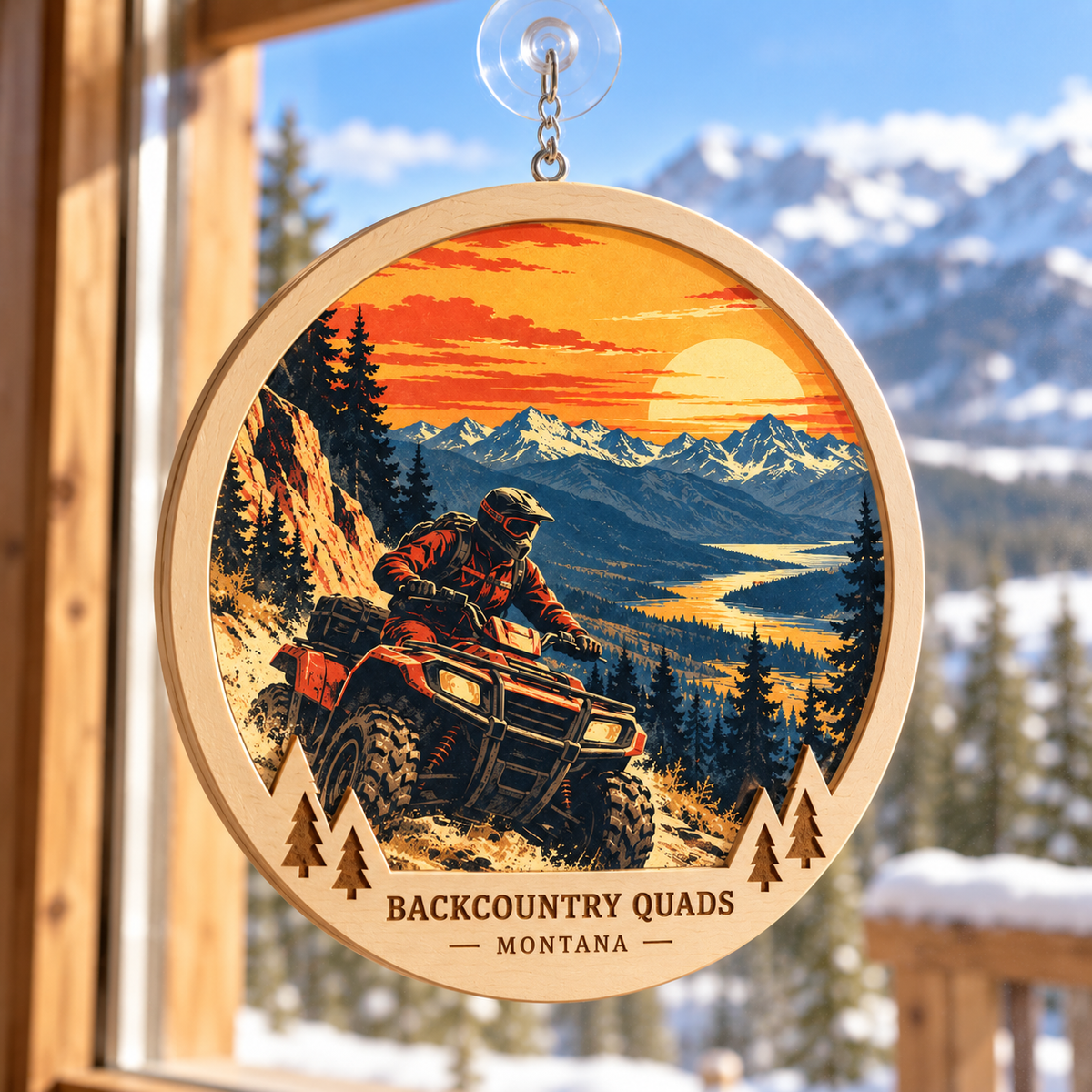 Backcountry Quads Montana Retro Suncatcher — generated lifestyle mockup