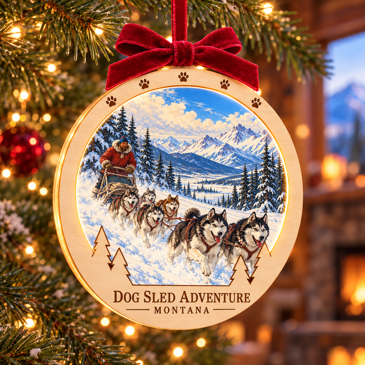 SL-OAC-04-CLASSIC-CO | Dog Sled Adventure Montana Classic Light-Up Ornament — generated lifestyle mockup