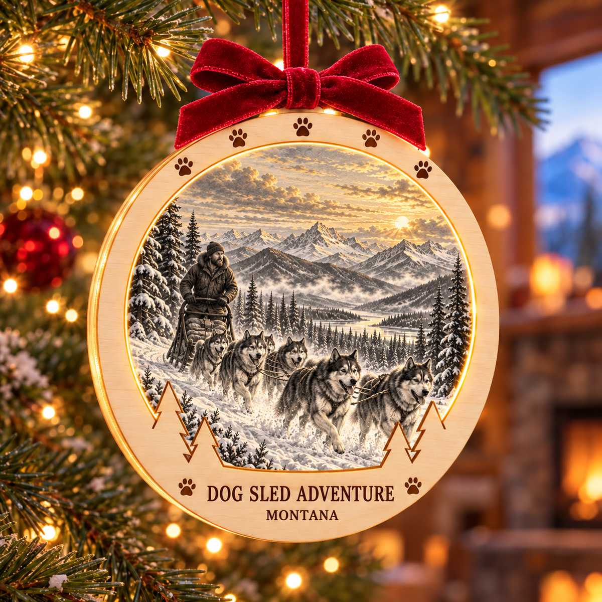 SL-OAC-04-SIGNATURE-CO | Dog Sled Adventure Montana Signature Light-Up Ornament — generated lifestyle mockup