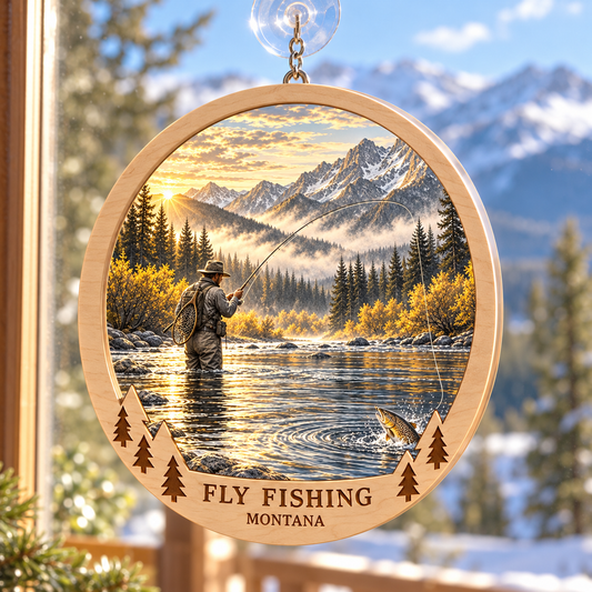Fly Fishing Montana Signature Suncatcher — generated lifestyle mockup
