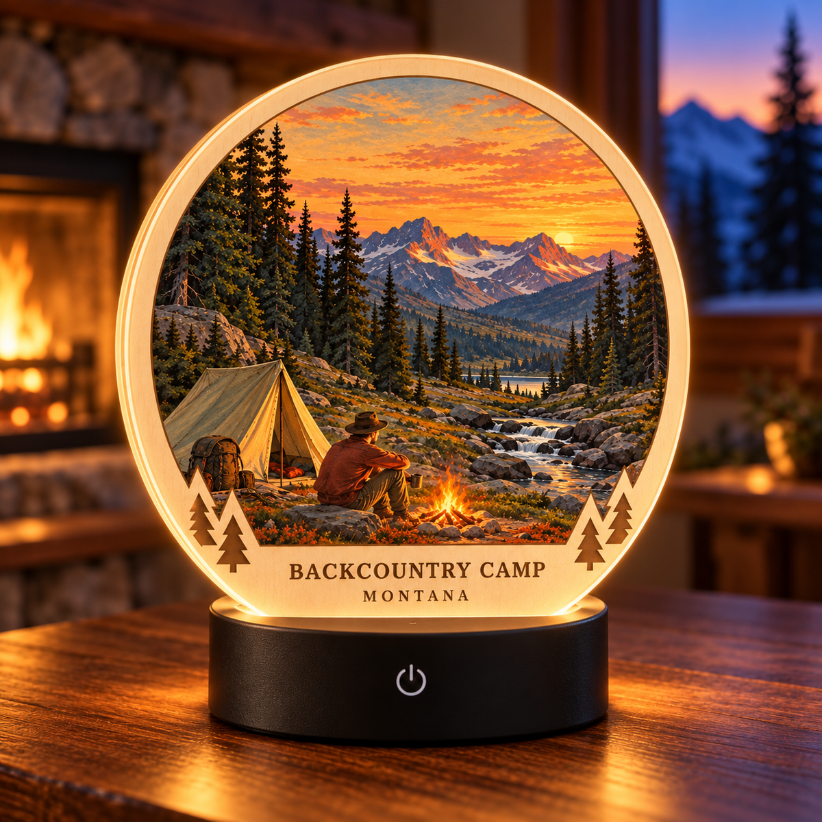 SL-OAC-08-CLASSIC-AL | Backcountry Camp Montana Classic Tabletop LED Lamp — generated lifestyle mockup