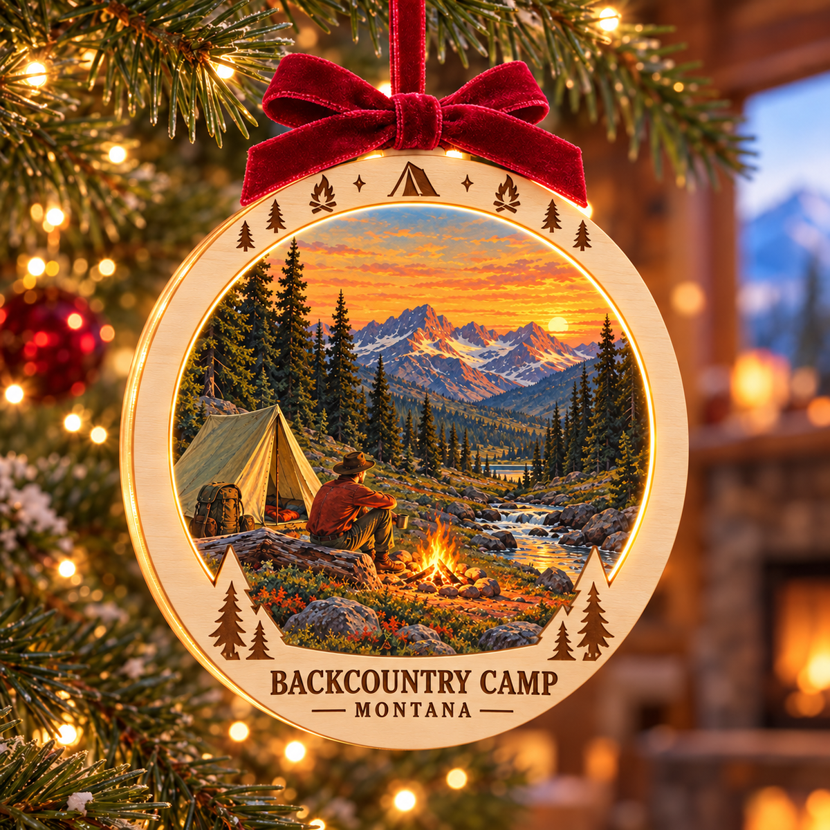 SL-OAC-08-CLASSIC-CO | Backcountry Camp Montana Classic Light-Up Ornament — generated lifestyle mockup