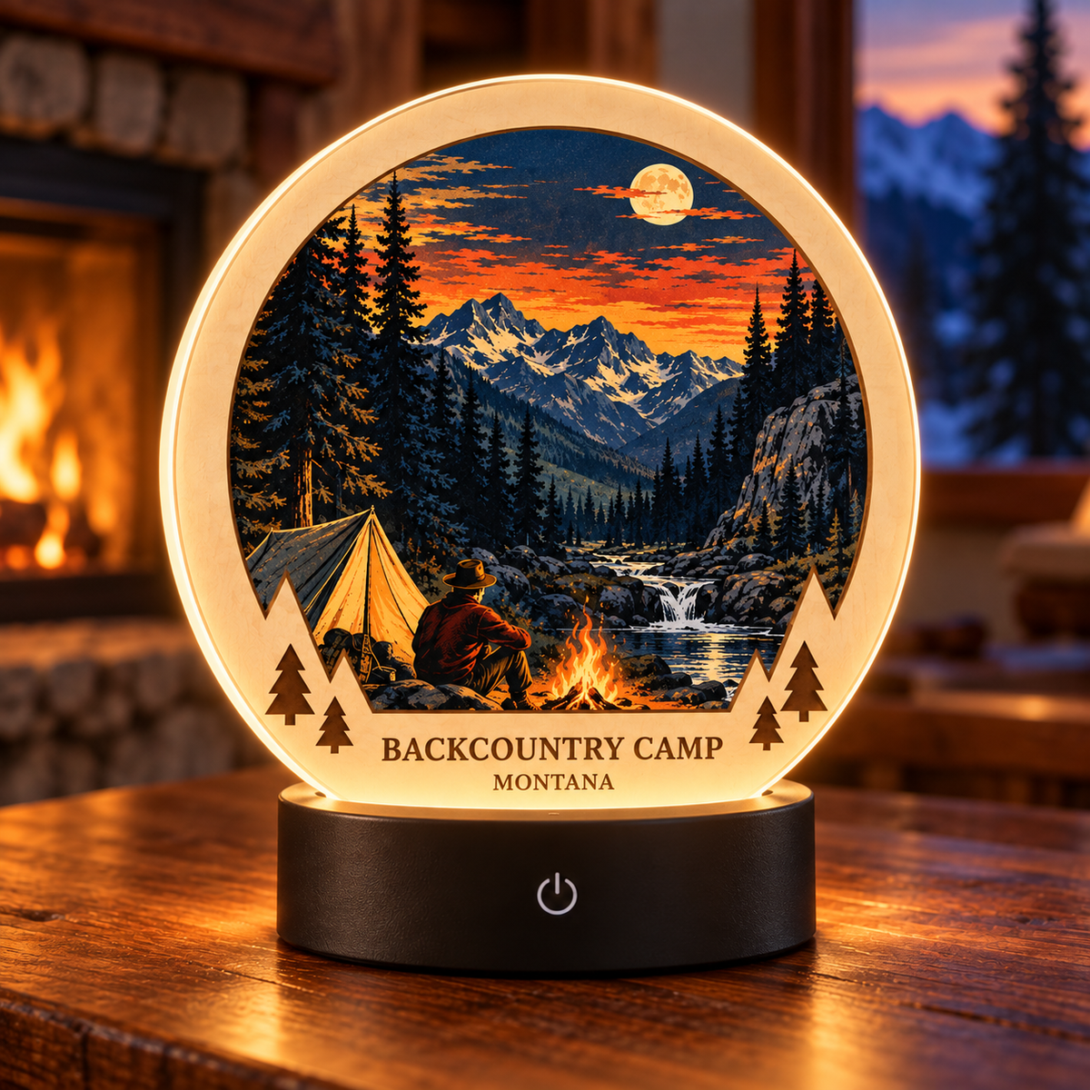SL-OAC-08-RETRO-AL | Backcountry Camp Montana Retro Tabletop LED Lamp — generated lifestyle mockup