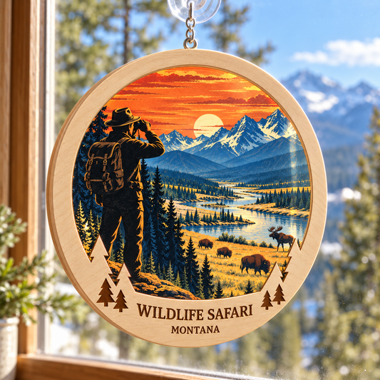 Wildlife Safari Montana Retro Suncatcher — generated lifestyle mockup