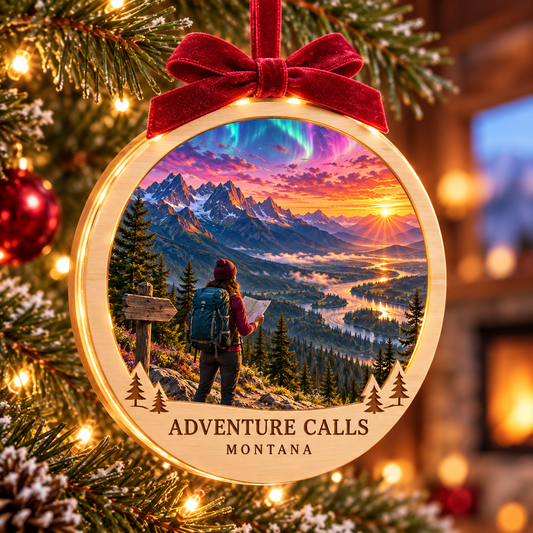 Adventure Calls Montana Fusion Light-Up Ornament — generated lifestyle mockup