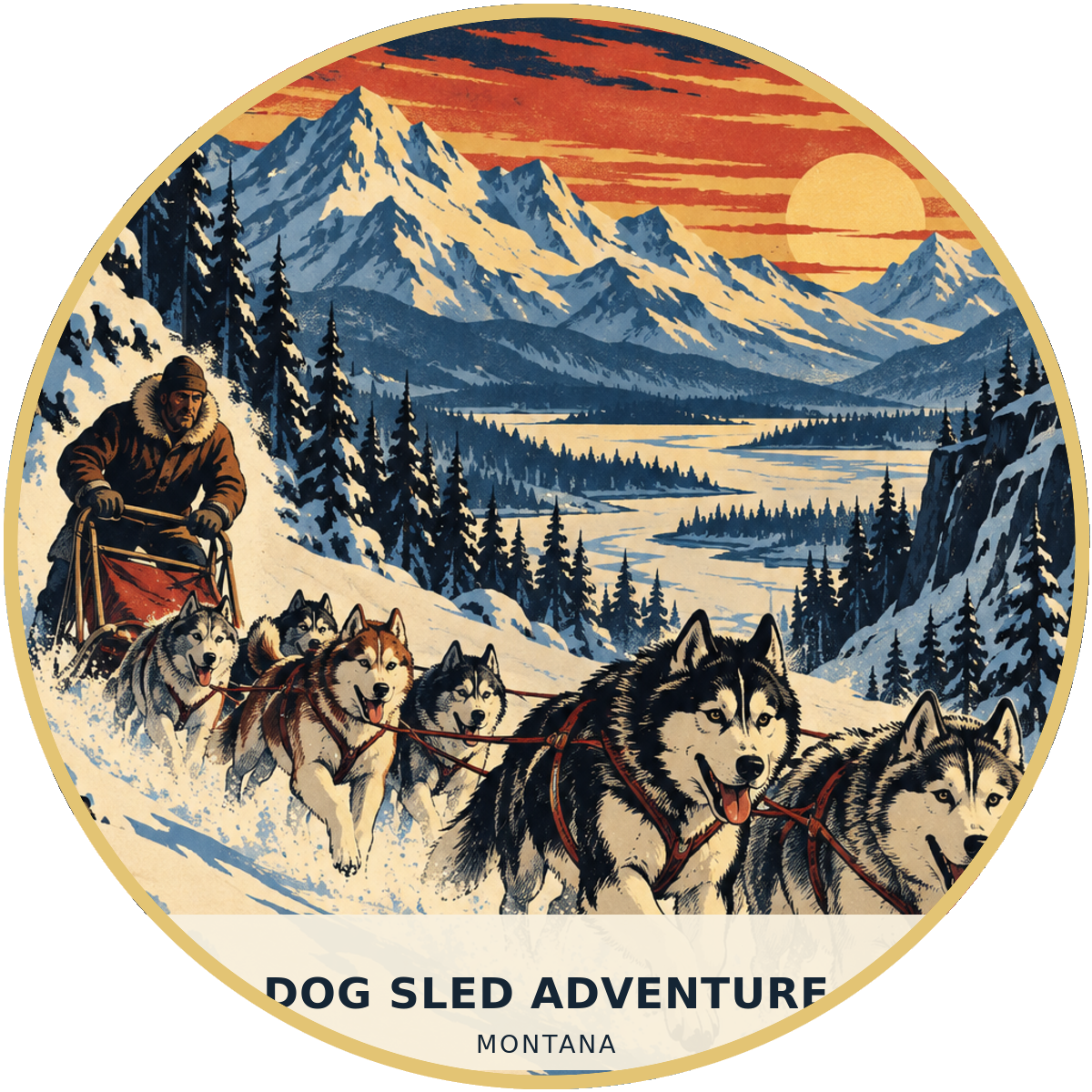 Dog Sled Adventure Montana Retro Patch