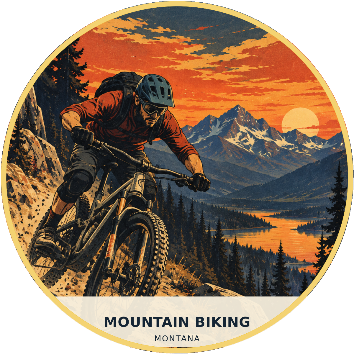 Mountain Biking Montana Retro Magnet