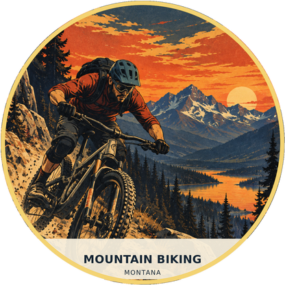 Mountain Biking Montana Retro Magnet