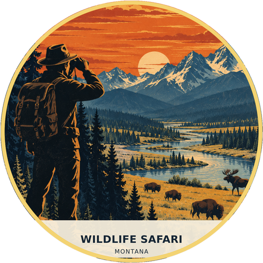 Wildlife Safari Montana Retro Magnet