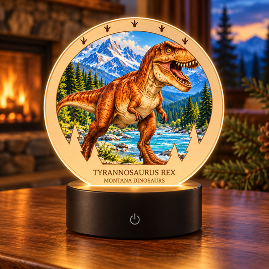 SL-DINO-01-AL | Framed acrylic pedestal light — lifestyle mockup