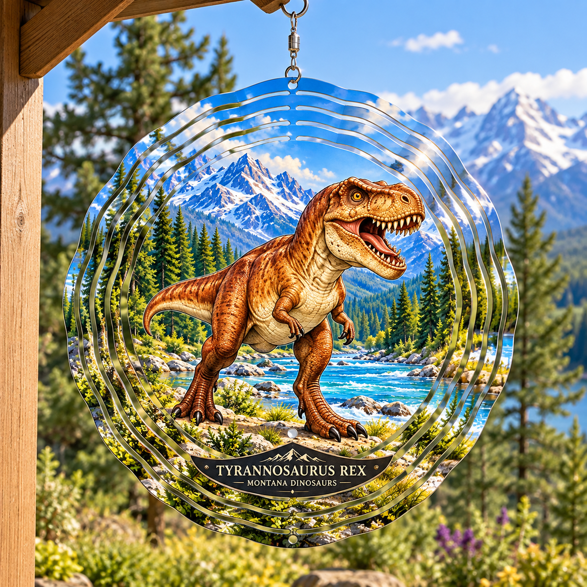 SL-DINO-01-WS | Metal wind spinner — porch lifestyle mockup