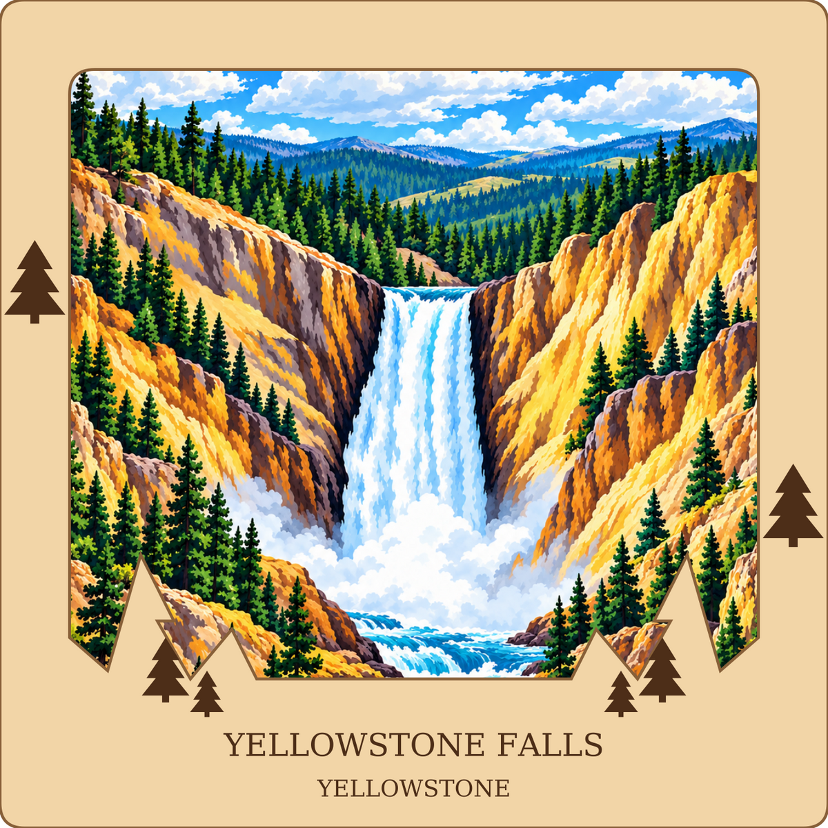 SL-YS-10-NL | Yellowstone Falls framed design preview; hardware not shown