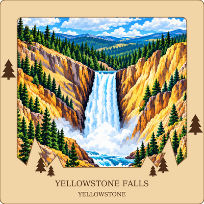 SL-YS-10-NL | Yellowstone Falls framed design preview; hardware not shown