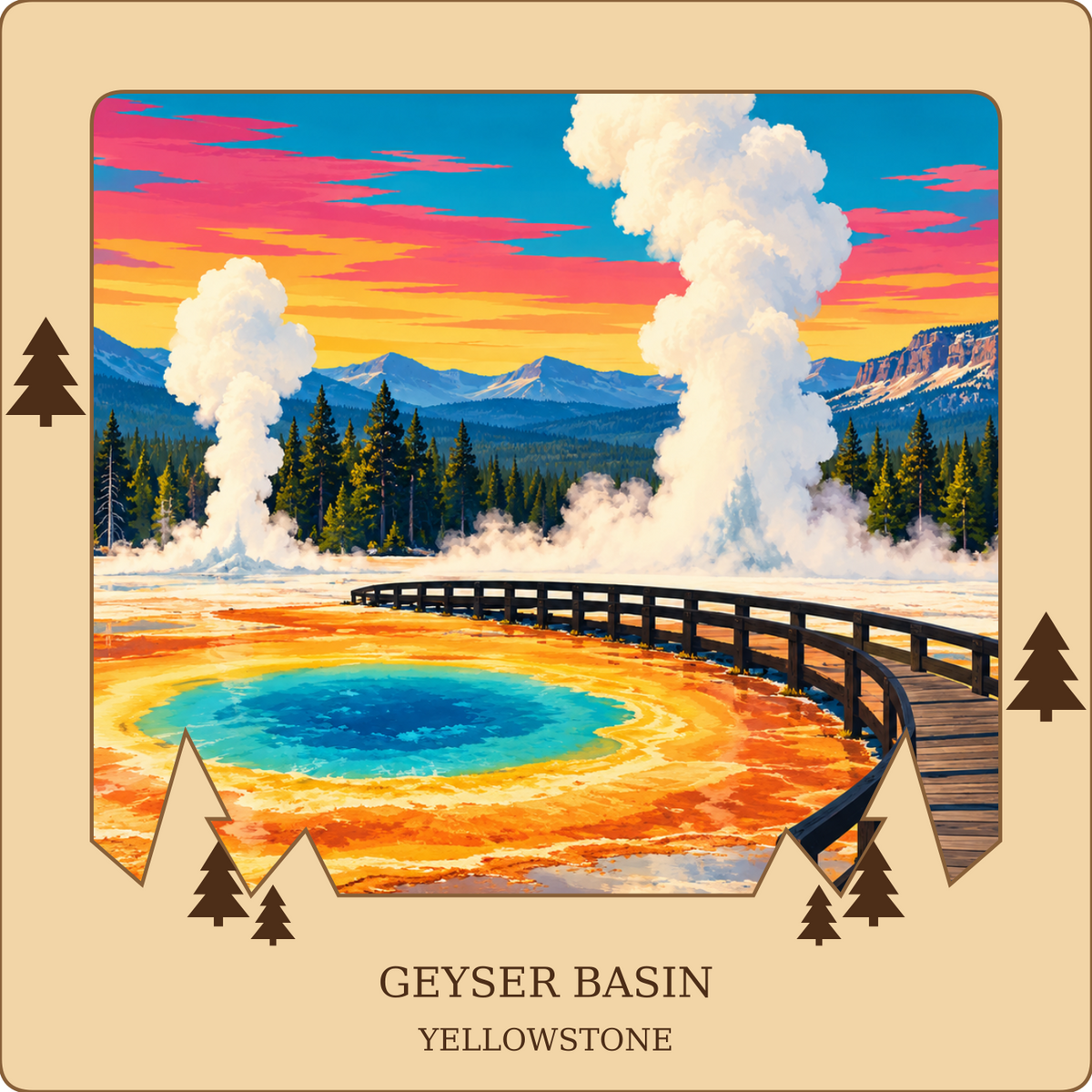 SL-YS-12-NL | Geyser Basin framed design preview; hardware not shown