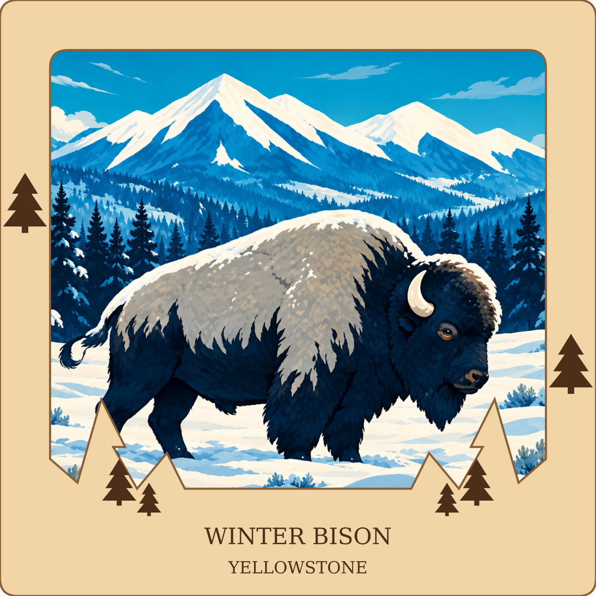 SL-YS-23-NL | Winter Bison framed design preview; hardware not shown