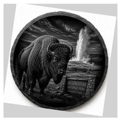 Bison & Old Faithful Slate Coaster detail image