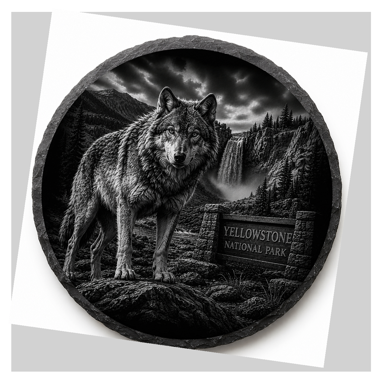 Gray Wolf Slate Coaster detail image