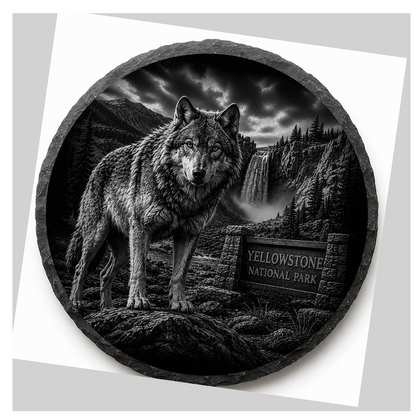 Gray Wolf Slate Coaster detail image