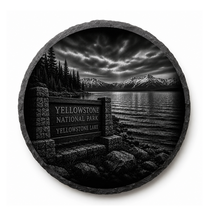 Yellowstone Lake Slate Coaster — full-face engraved slate coaster