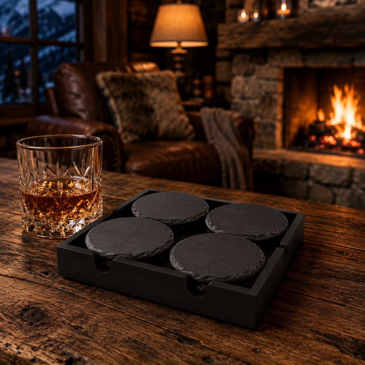 Yellowstone Lake Slate Coaster lifestyle image