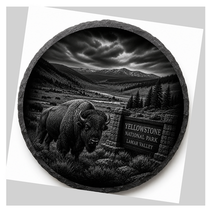 Lamar Valley Bison Slate Coaster detail image