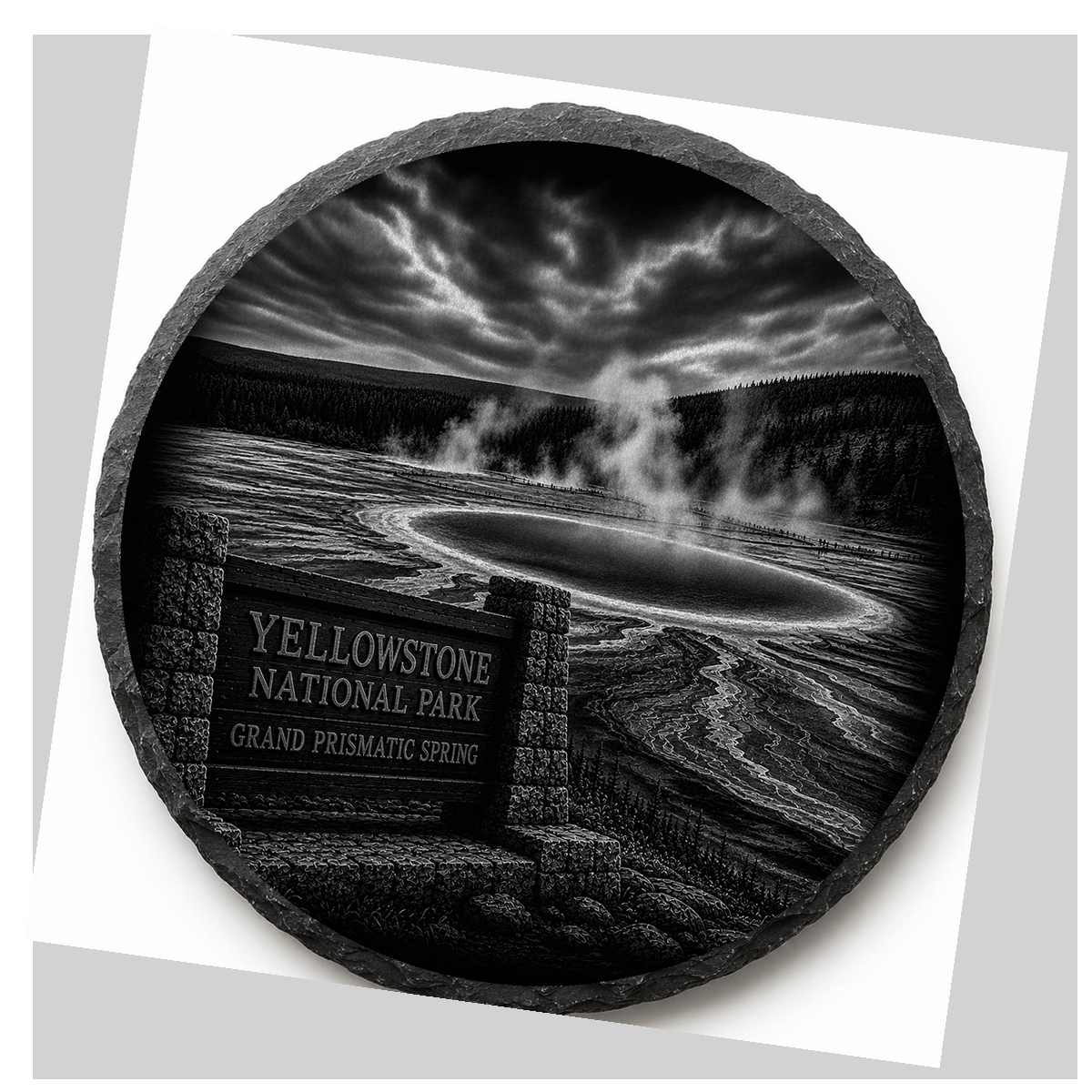 Grand Prismatic Spring Slate Coaster detail image