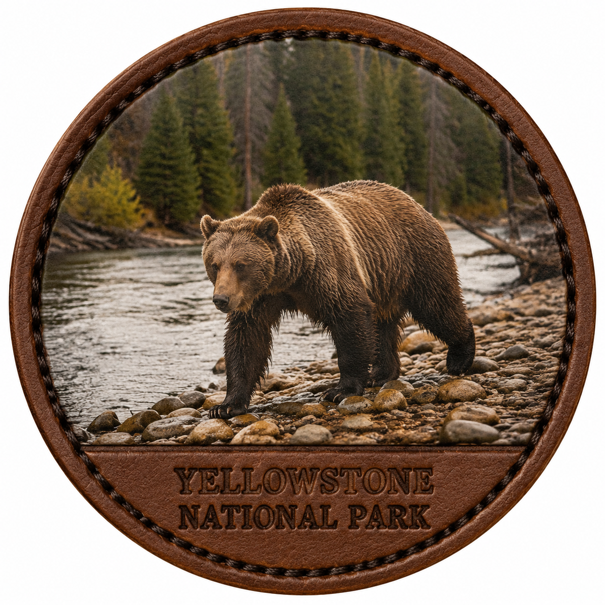 Yellowstone National Park Grizzly leather patch