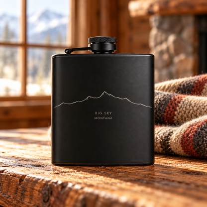 Lone Peak One Line Flask — Montana lodge lifestyle