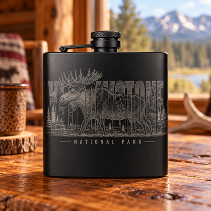 Yellowstone Moose Premium Flask — Yellowstone lodge lifestyle