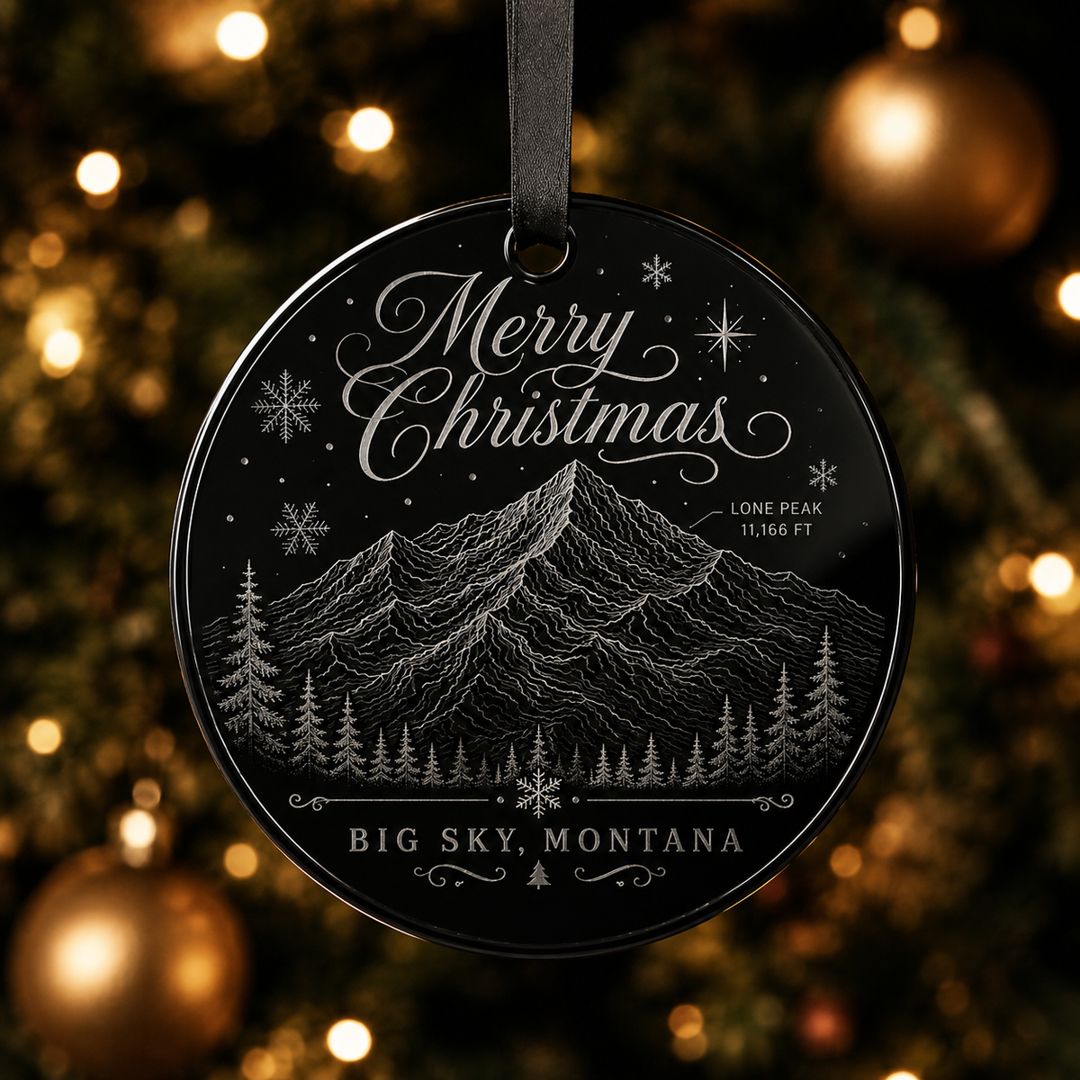 Black acrylic ornament