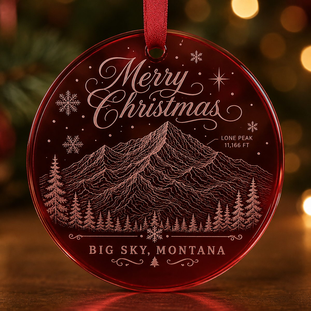 Red acrylic ornament