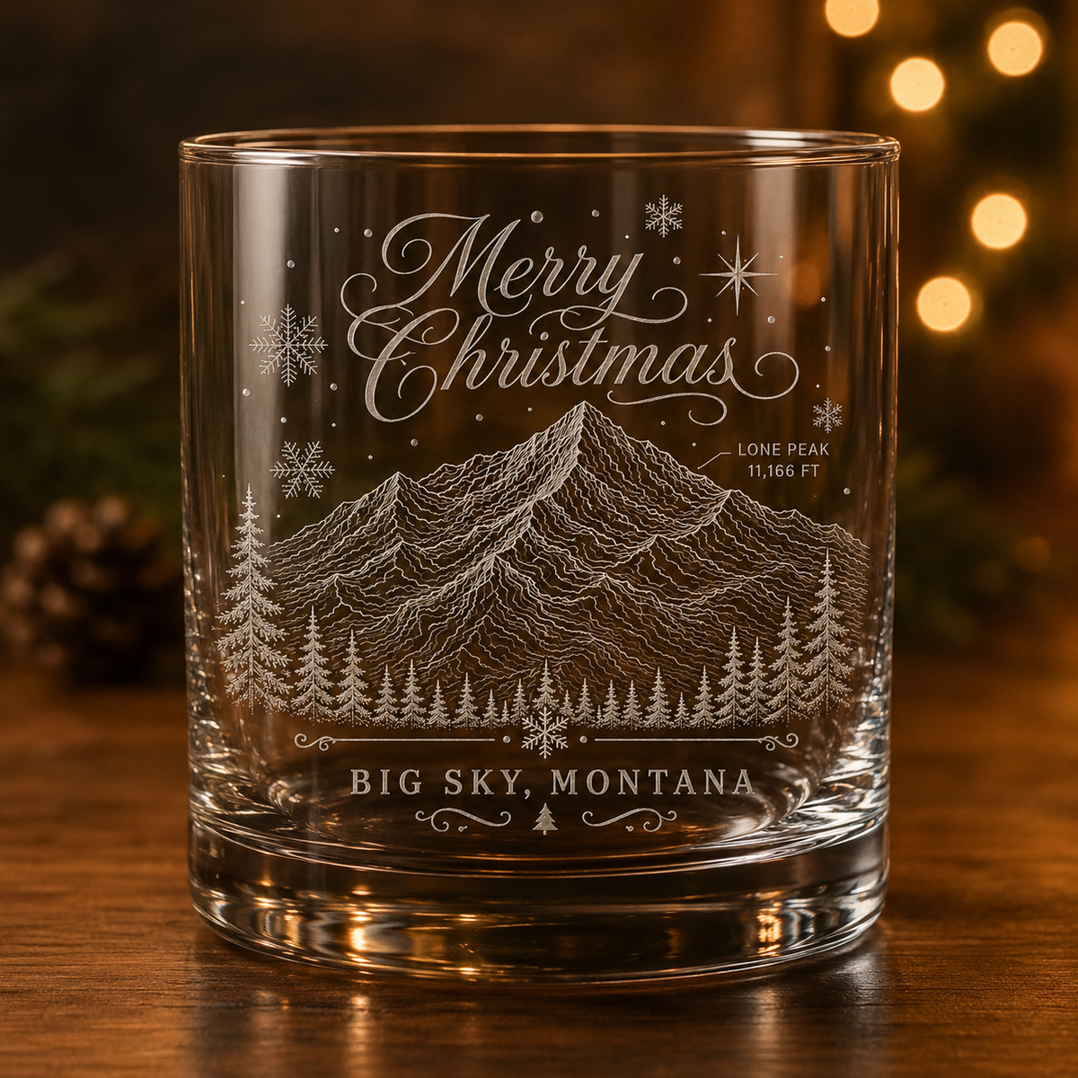 Christmas Lone Peak whiskey rocks glass
