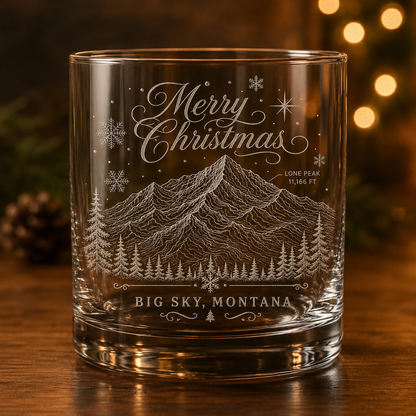 Christmas Lone Peak whiskey rocks glass