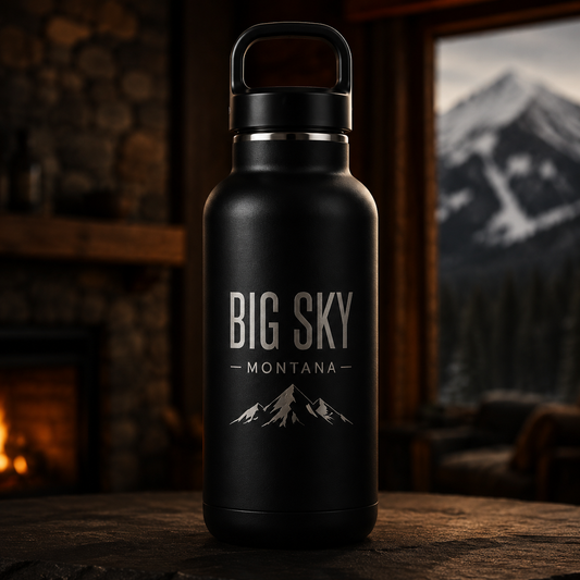Big Sky Shadow 22 oz Water Bottle with tonal Lone Peak engraving