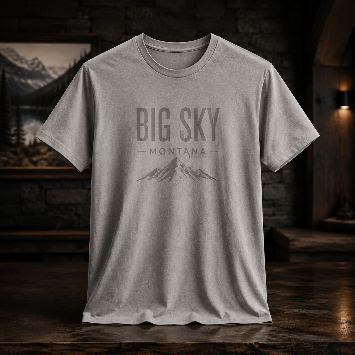 Big Sky Shadow Ash T-Shirt with tonal Lone Peak mark