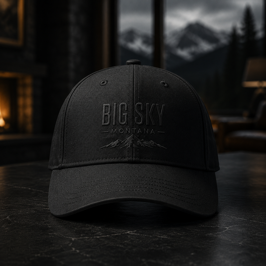 Big Sky Shadow Black Structured Cap with tonal Lone Peak mark