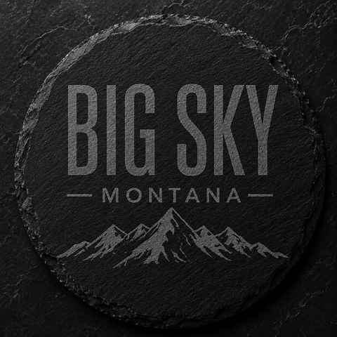 Big Sky Shadow 4 inch Round Slate Coaster