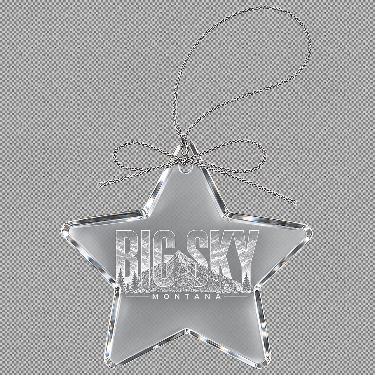 Big Sky Montana Heritage internal engraving in clear crystal star ornament