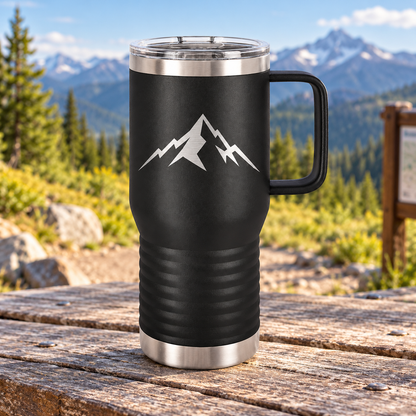 Lone Peak 20 oz Polar Camel travel mug — trail lifestyle
