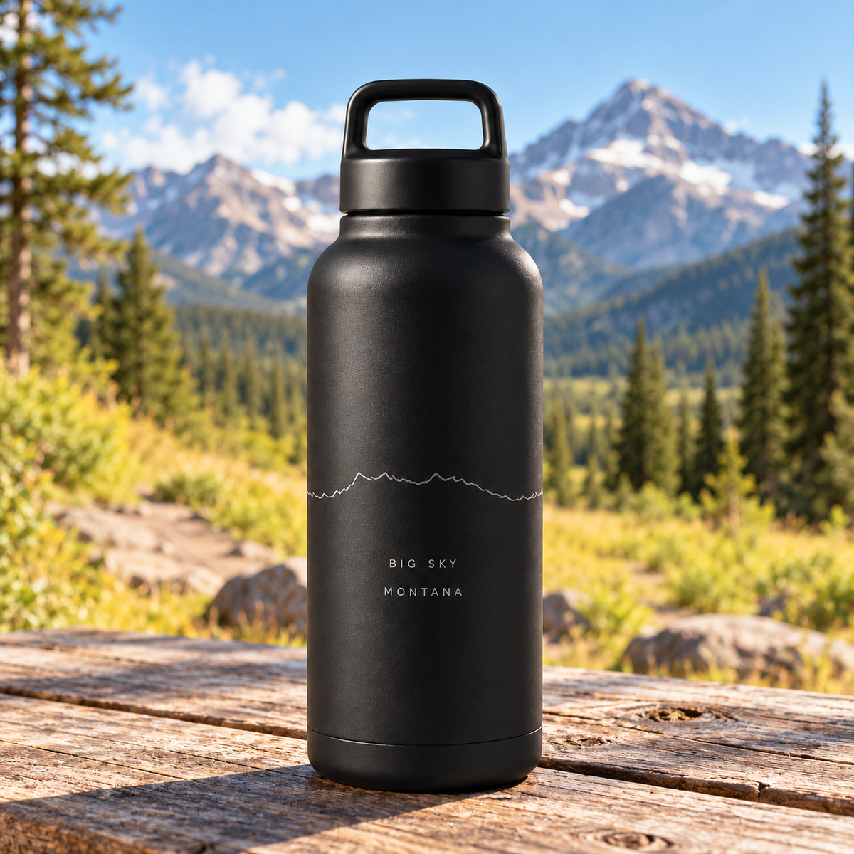 Lone Peak One Line 22 oz water bottle — Big Sky trail lifestyle