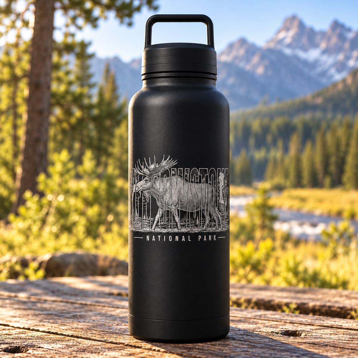 Yellowstone Moose 22 oz water bottle — trail lifestyle