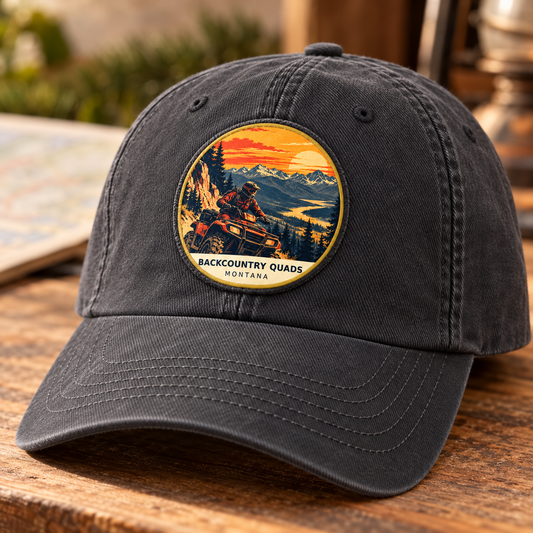 Backcountry Quads Retro patch lifestyle on charcoal cap