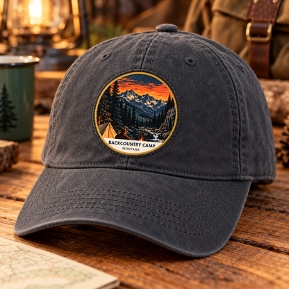 Backcountry Camp Retro patch lifestyle on charcoal cap