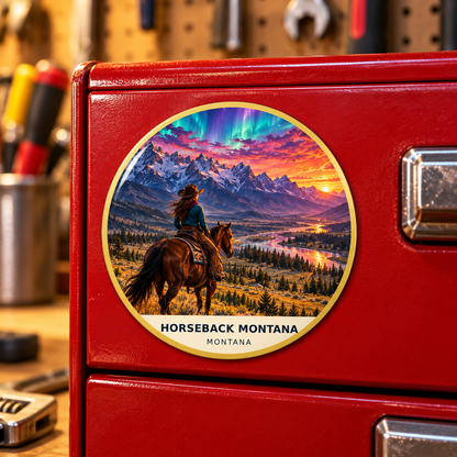Horseback Montana Fusion magnet lifestyle on toolbox