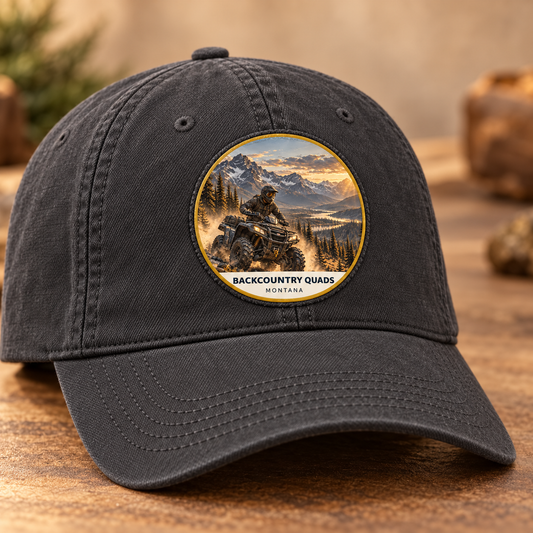 Backcountry Quads Signature patch lifestyle on charcoal cap