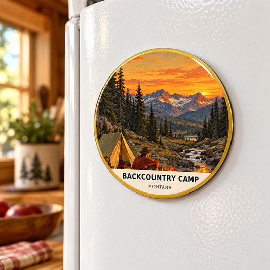 Backcountry Camp Classic magnet lifestyle on refrigerator