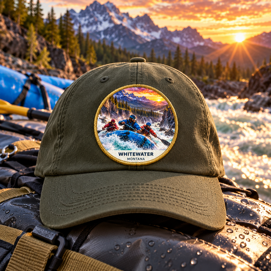 Whitewater Fusion 2-inch patch shown on a cap