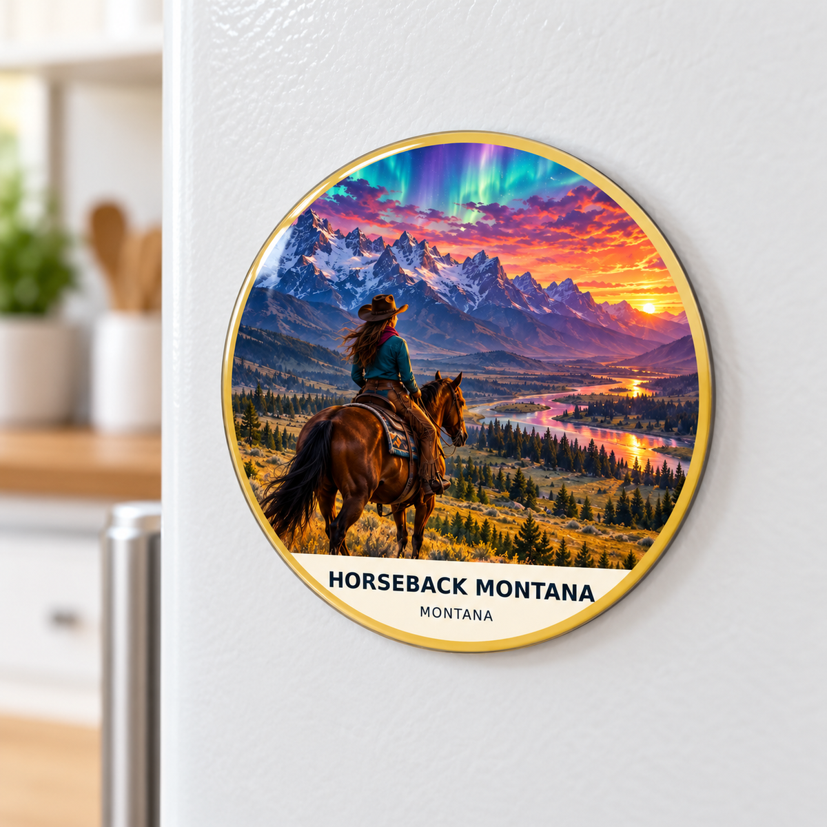 Horseback Montana Fusion magnet lifestyle on refrigerator