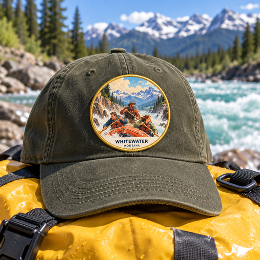 Whitewater Classic 2-inch patch shown on a cap